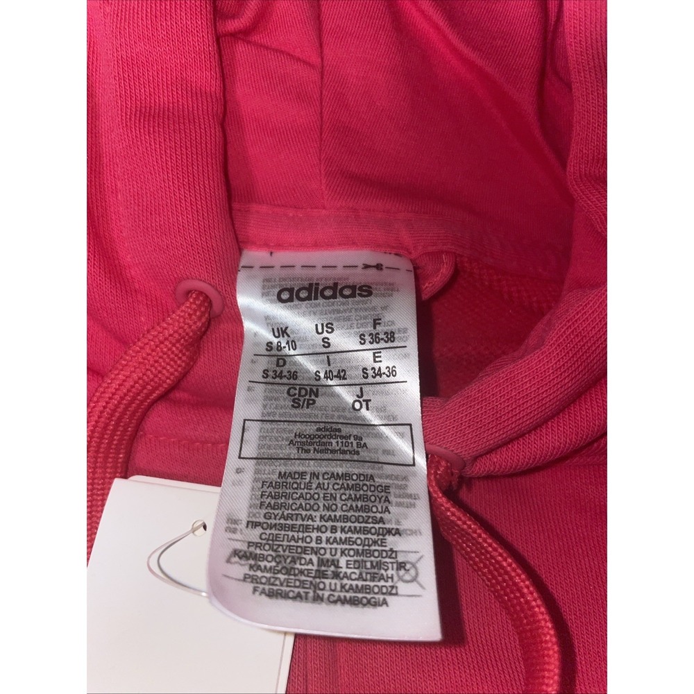 NWT Adidas Women's Essential Linear Hoodie, Power Pink Size Small - Picture 7 of 7